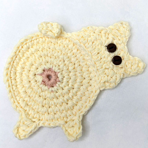 Hand Crafted Dog Butt Coasters Set of Two Crochet Puppy Coffee Table Mug Rug NEW - Picture 7 of 14